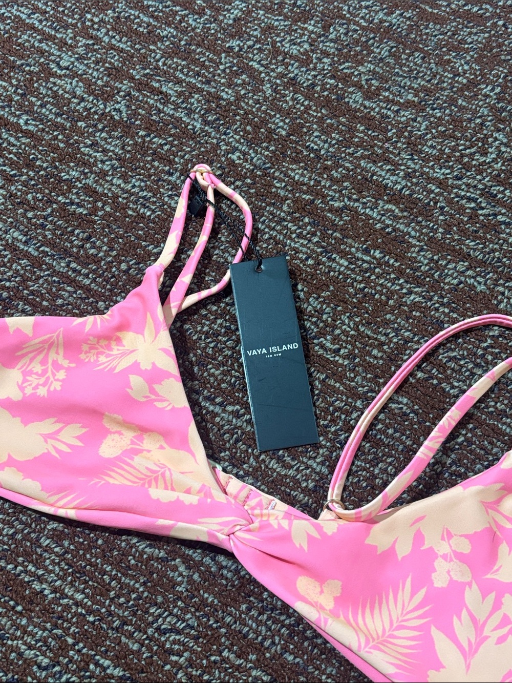 Vaya Island Lana bikini top pink orange floral twist front unpadded women’s S